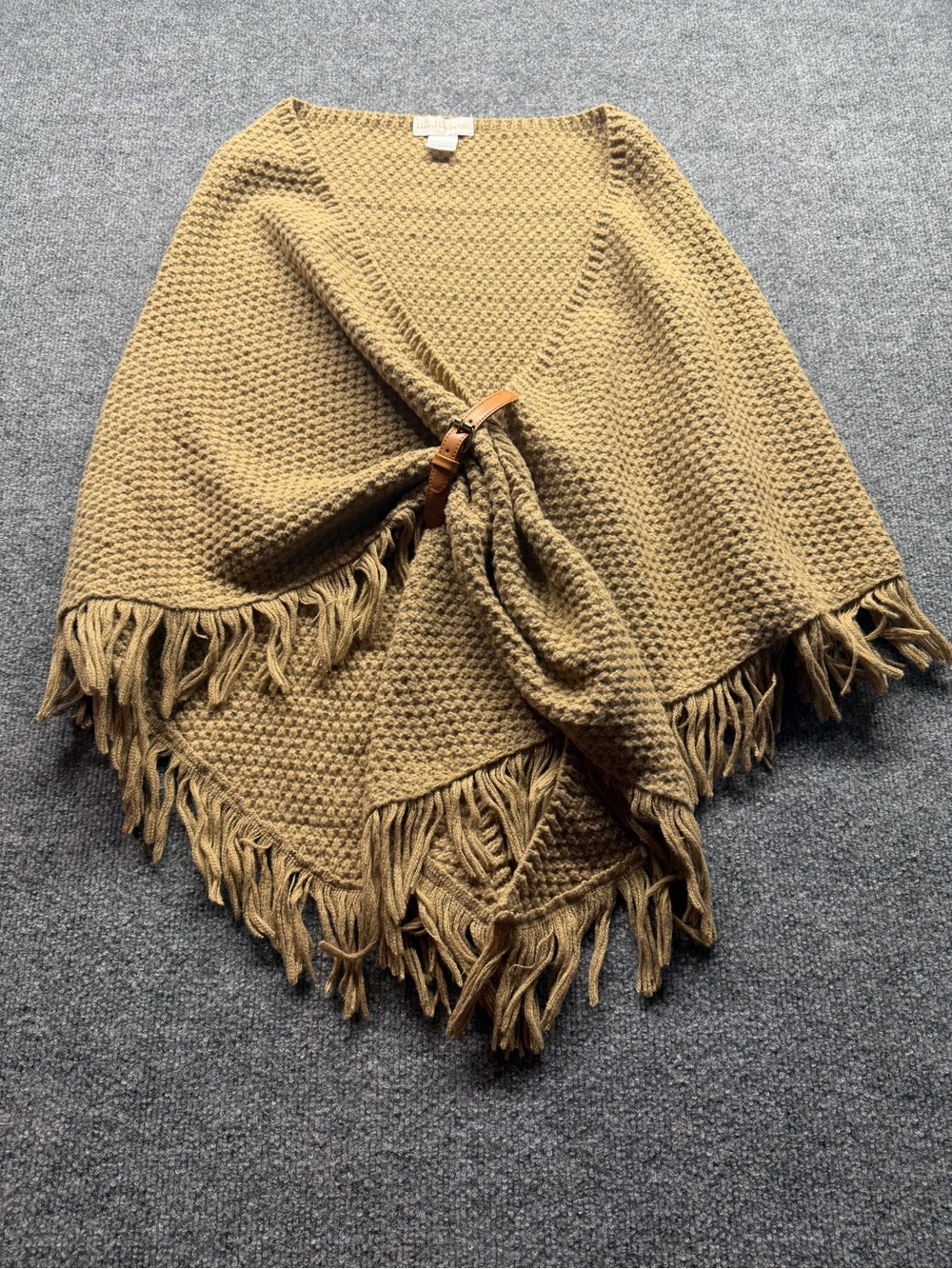 House of Harlow 1960 Fringe Knit Poncho - Camel